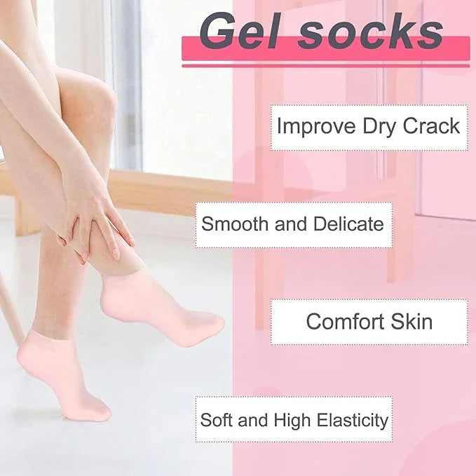 Moisturizing Silicone Spa Gel Socks for Women Men for Dry Feet Cracked Heel Callus Remover Vitamin E Repair (Pink) - ADRO CLOTHING AND ACCESSORIES