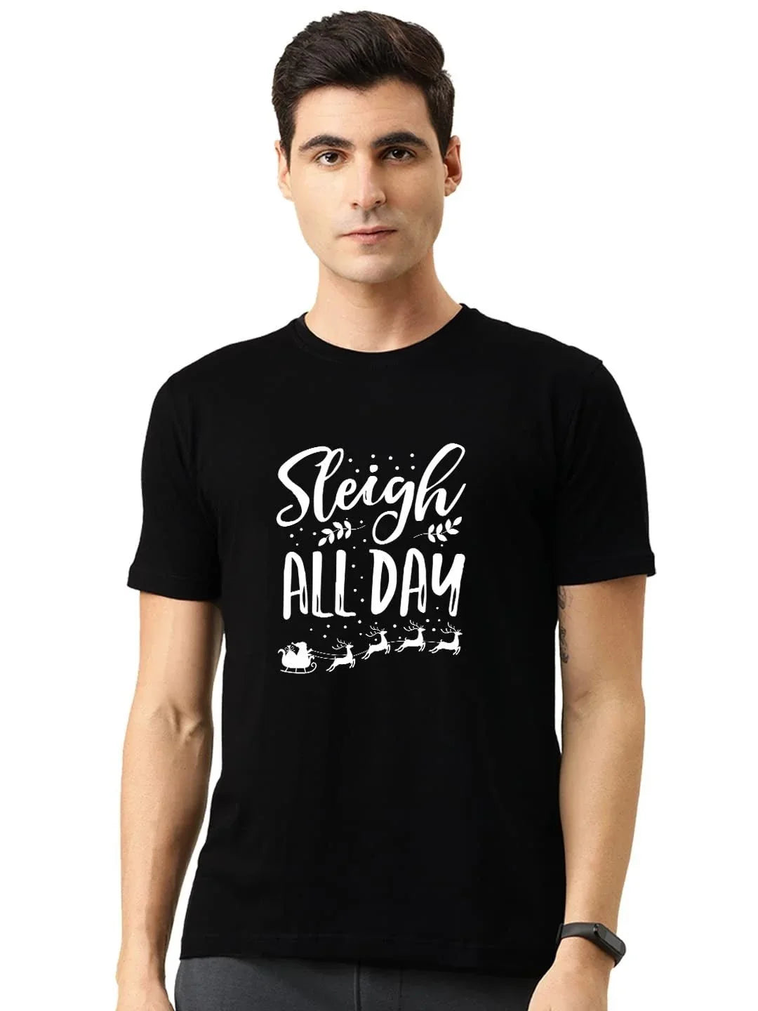 Round Neck T-Shirt for Men – Black, Size S - ADRO CLOTHING AND ACCESSORIES