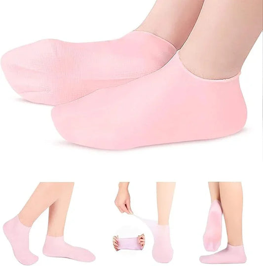Moisturizing Silicone Spa Gel Socks for Women Men for Dry Feet Cracked Heel Callus Remover Vitamin E Repair (Pink) - ADRO CLOTHING AND ACCESSORIES