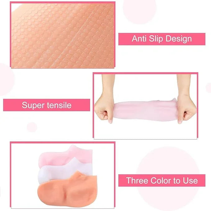Moisturizing Silicone Spa Gel Socks for Women Men for Dry Feet Cracked Heel Callus Remover Vitamin E Repair (Pink) - ADRO CLOTHING AND ACCESSORIES