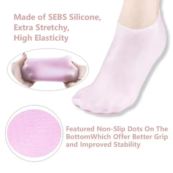 Moisturizing Silicone Spa Gel Socks for Women Men for Dry Feet Cracked Heel Callus Remover Vitamin E Repair (Pink) - ADRO CLOTHING AND ACCESSORIES