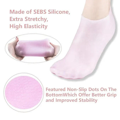 Moisturizing Silicone Spa Gel Socks for Women Men for Dry Feet Cracked Heel Callus Remover Vitamin E Repair (Pink) - ADRO CLOTHING AND ACCESSORIES