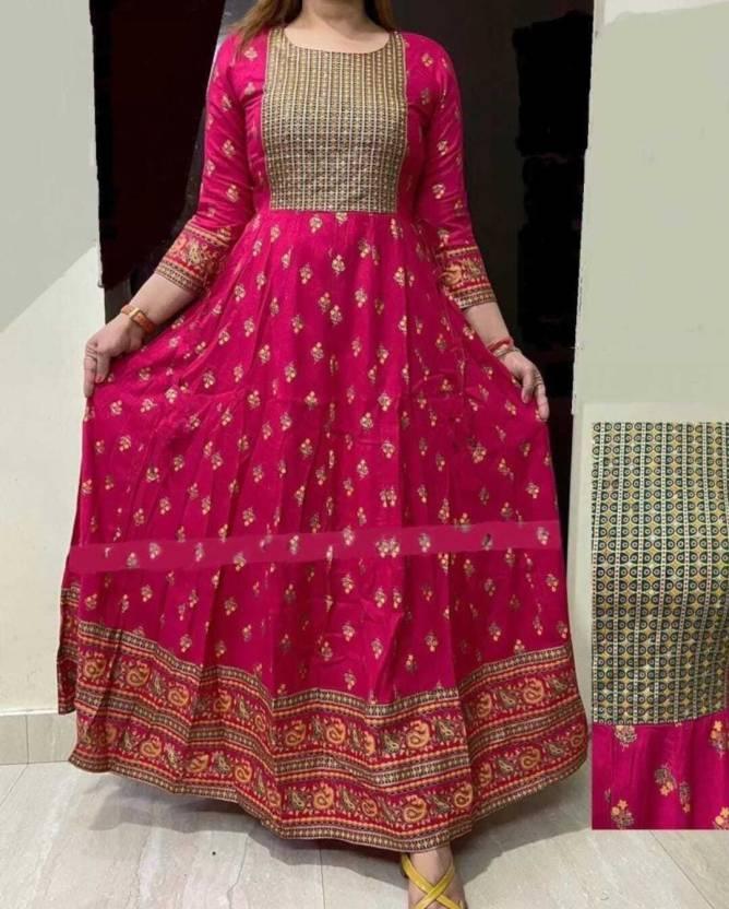 Rayon Printed Kurti for Women (Dark Pink, S) - ADRO CLOTHING AND ACCESSORIES