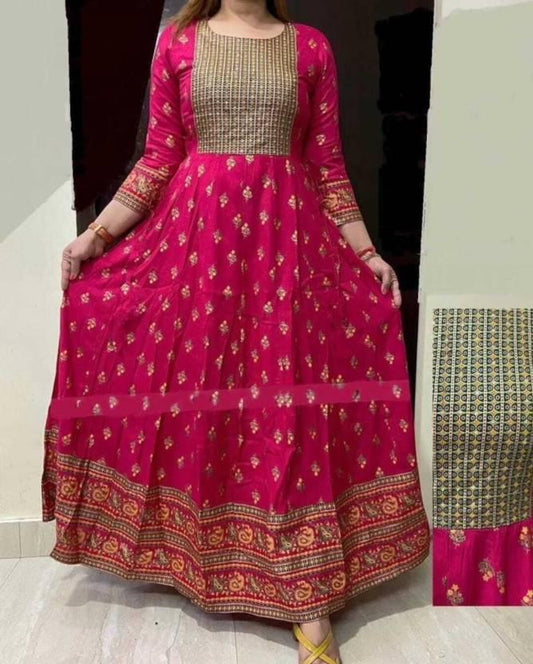 Rayon Printed Kurti for Women (Dark Pink, S) - ADRO CLOTHING AND ACCESSORIES