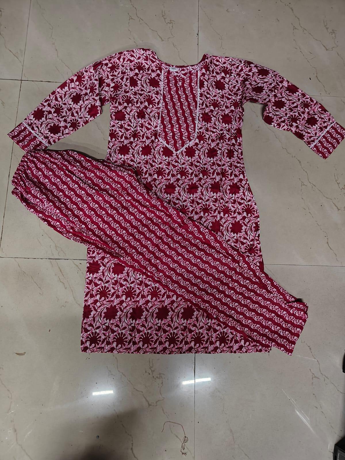 Floral Printed Women Cotton Women Kurta With Pant (2 Psc Set) - ADRO CLOTHING AND ACCESSORIES