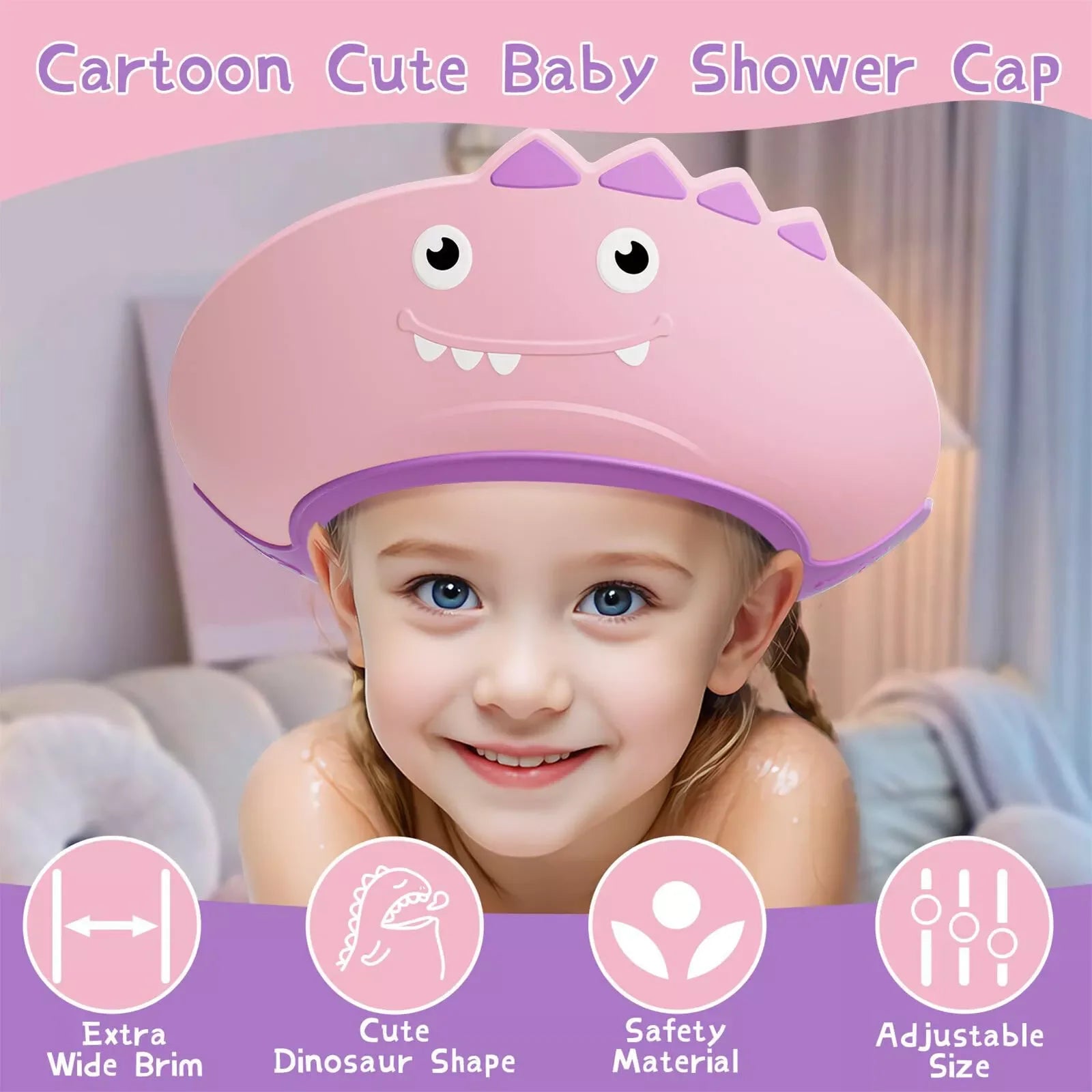 Soft Adjustable Visor Hat Safe Shampoo Shower Bathing Protection Bath Cap for Toddlers, Baby, Kids, Children (Multicolor) - ADRO CLOTHING AND ACCESSORIES