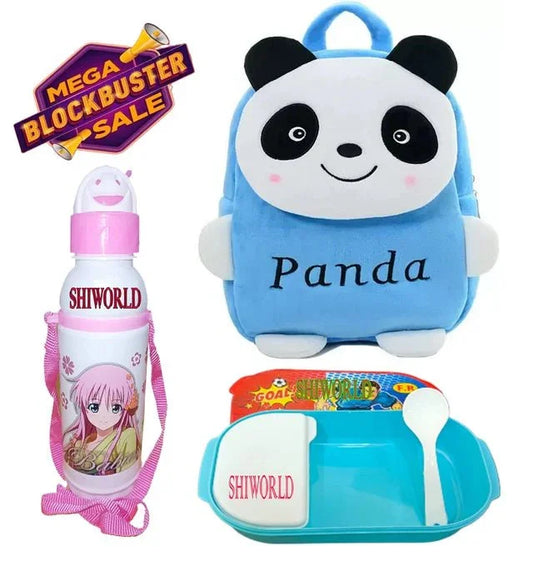 Fabric Backpack with Lunch Box & Water Bottle for Kids (Multicolor, Set of 3) - ADRO CLOTHING AND ACCESSORIES