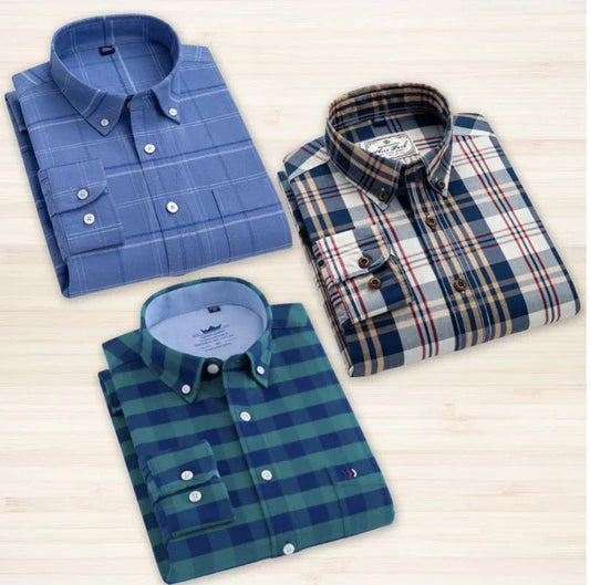 Pack of 3 Check Shirts for Men – Stylish Casual & Formal Wear Combo - ADRO CLOTHING AND ACCESSORIES