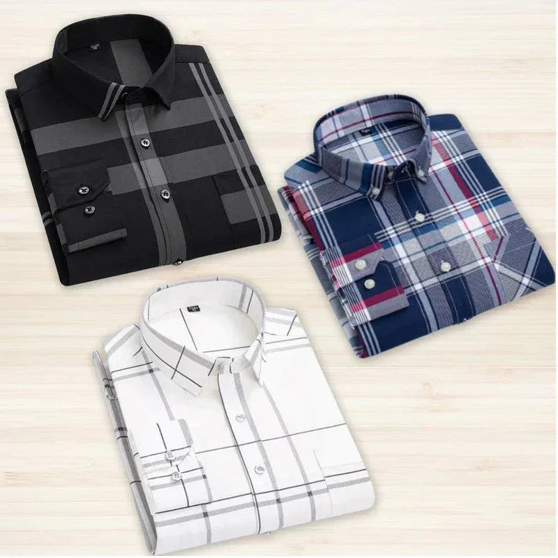 Pack of 3 Check Shirts for Men – Stylish, Comfortable & Casual Wear - ADRO CLOTHING AND ACCESSORIES