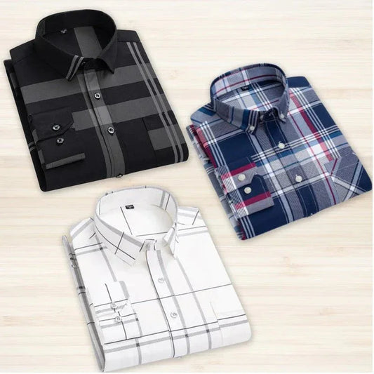 Pack of 3 Check Shirts for Men – Stylish, Comfortable & Casual Wear - ADRO CLOTHING AND ACCESSORIES