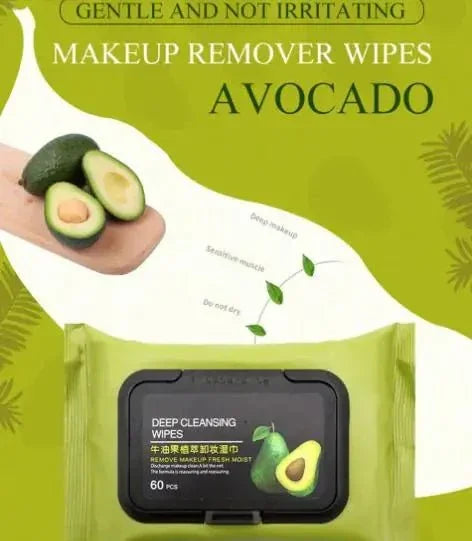 Avocado Makeup Remover Wipes (60 Pcs) - ADRO CLOTHING AND ACCESSORIES