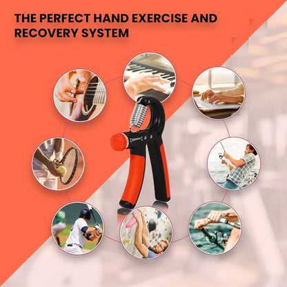Premium Hand Grip Strengthener, Hand Exerciser Adjustable Resistance 10 To 40Kg, Grip Strength Trainer, Hand Gripper, Forearm Workout Training Equipment for Injury Recovery Athletes (Orange & Black) - ADRO CLOTHING AND ACCESSORIES