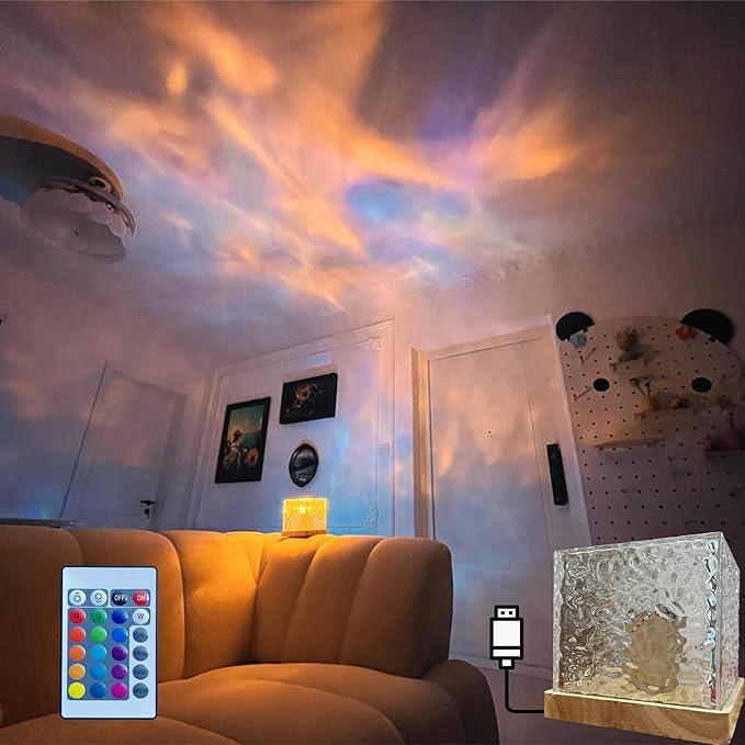 Aurora Wave Light Cube – LED Crystal Night Lamp for Room Decor - ADRO CLOTHING AND ACCESSORIES