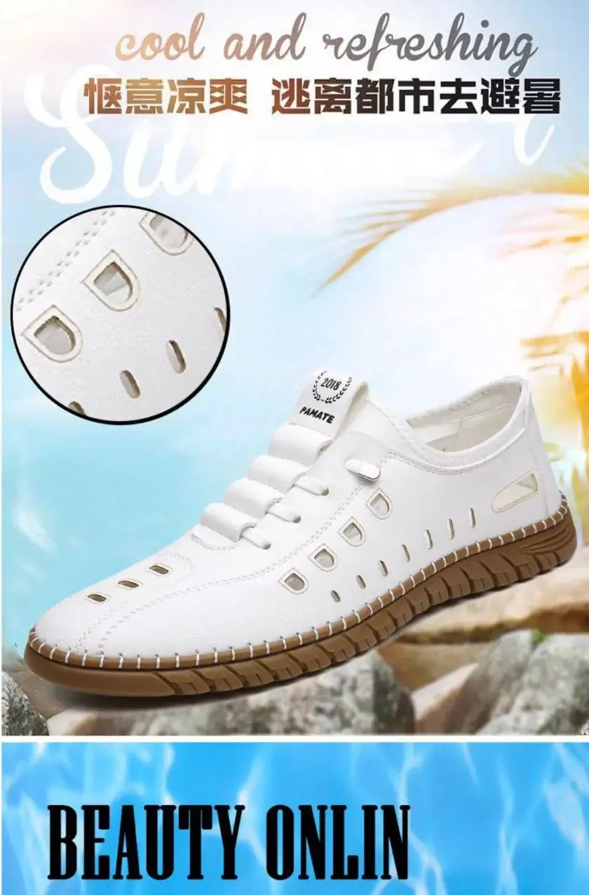 Men's Stylish Laser Cut White Casual Shoes - ADRO CLOTHING AND ACCESSORIES