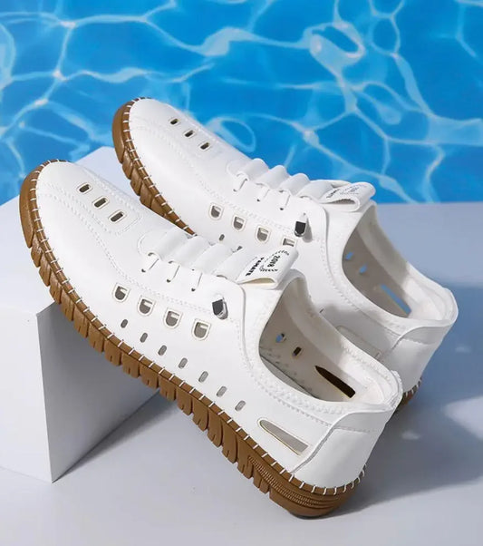 Men's Stylish Laser Cut White Casual Shoes - ADRO CLOTHING AND ACCESSORIES