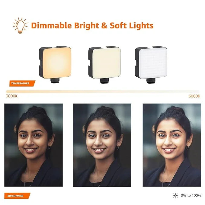 Dimmable Camera Video Light – 120 LED, Clip-On with Cold Shoe Mounts - ADRO CLOTHING AND ACCESSORIES