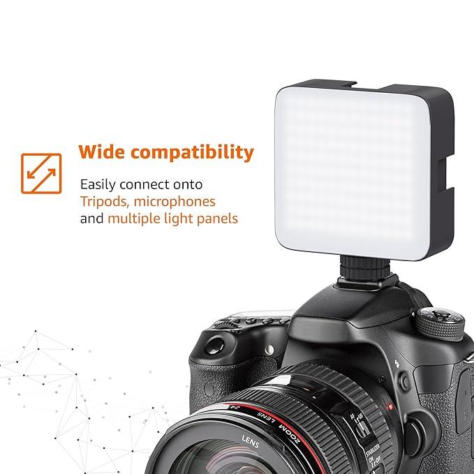 Dimmable Camera Video Light – 120 LED, Clip-On with Cold Shoe Mounts - ADRO CLOTHING AND ACCESSORIES
