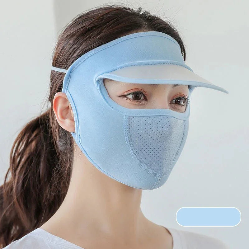 Sunscreen Mask With Brim Ice Silk Face Cover - ADRO CLOTHING AND ACCESSORIES