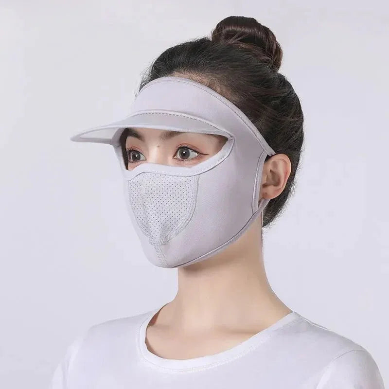 Sunscreen Mask With Brim Ice Silk Face Cover - ADRO CLOTHING AND ACCESSORIES