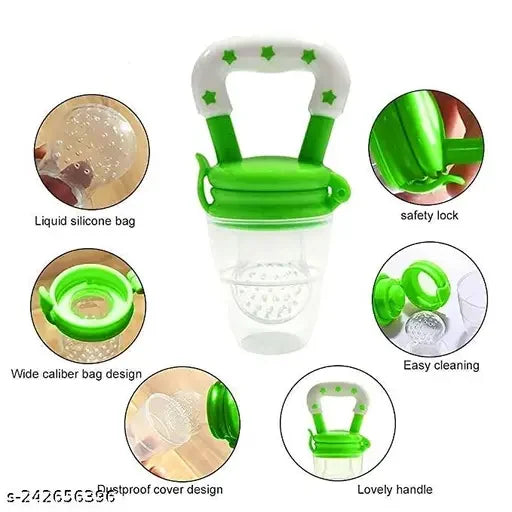 Nibbler for Babies | Pacifier for Newborn Baby | Silicone Fruit & Juice Feeder with Cover Pack of 2 - ADRO CLOTHING AND ACCESSORIES