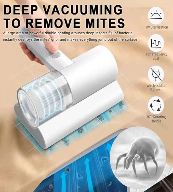 Portable Dust Suction Mites Remover Handheld Wireless Vacuum Cleaner Rechargeable Dust Remover Brush - ADRO CLOTHING AND ACCESSORIES