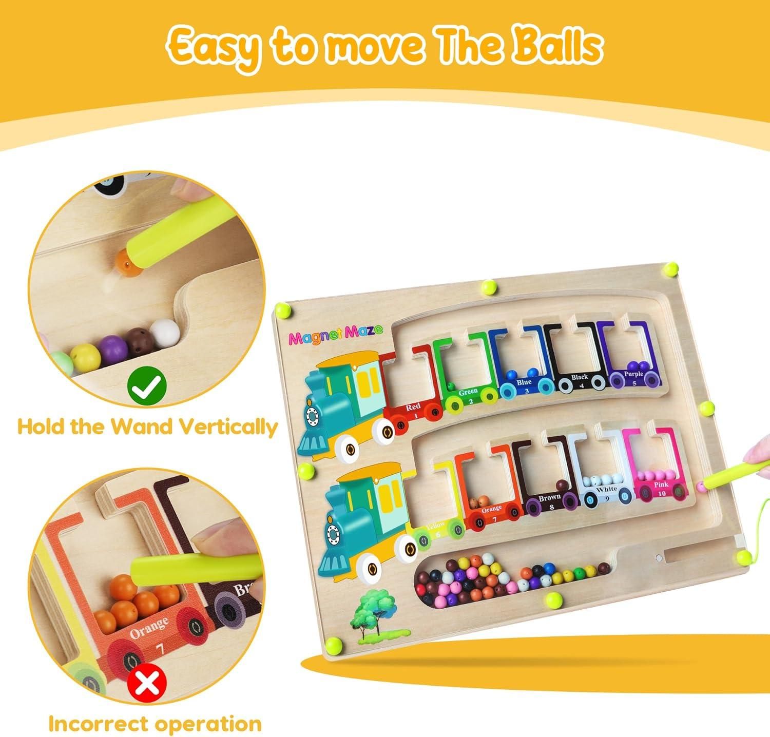 Magnetic Color & Number Maze Montessori Wooden Puzzle Game Board - ADRO CLOTHING AND ACCESSORIES