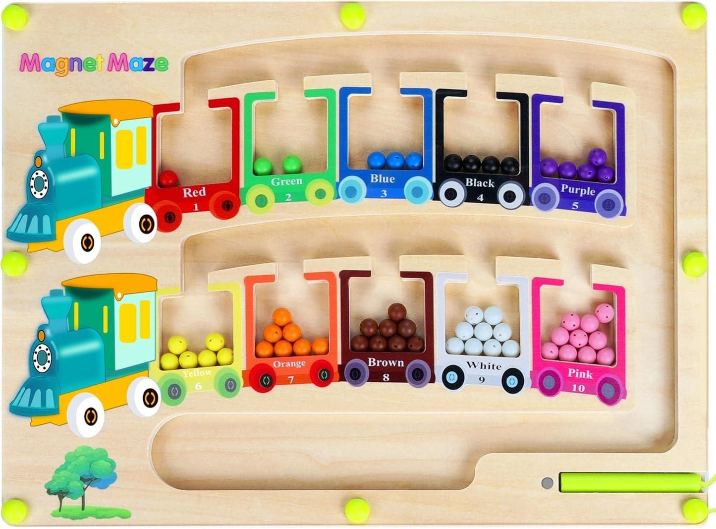 Magnetic Color & Number Maze Montessori Wooden Puzzle Game Board - ADRO CLOTHING AND ACCESSORIES