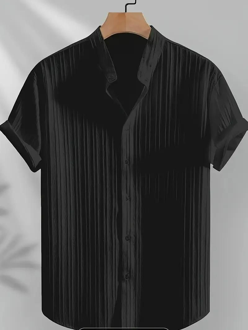 Men's Solid Retro Short Sleeves Button-Up Shirt Pack of 3 - ADRO CLOTHING AND ACCESSORIES