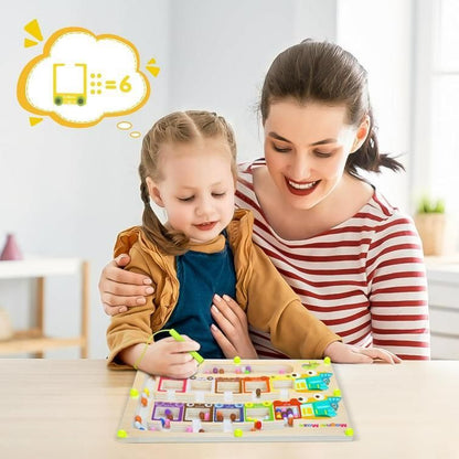 Magnetic Color & Number Maze Montessori Wooden Puzzle Game Board - ADRO CLOTHING AND ACCESSORIES