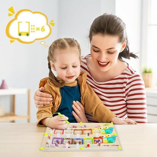 Magnetic Color & Number Maze Montessori Wooden Puzzle Game Board - ADRO CLOTHING AND ACCESSORIES