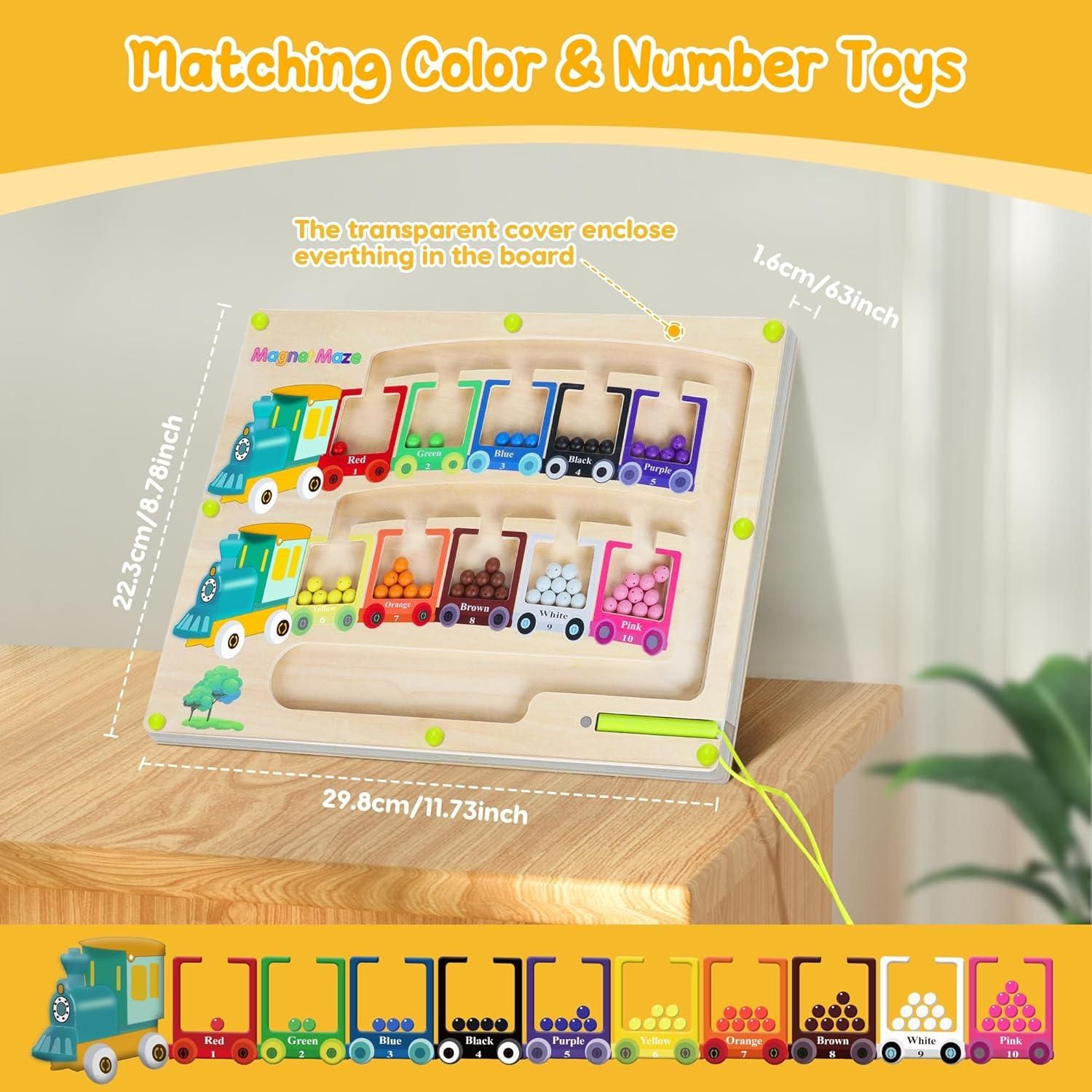 Magnetic Color & Number Maze Montessori Wooden Puzzle Game Board - ADRO CLOTHING AND ACCESSORIES