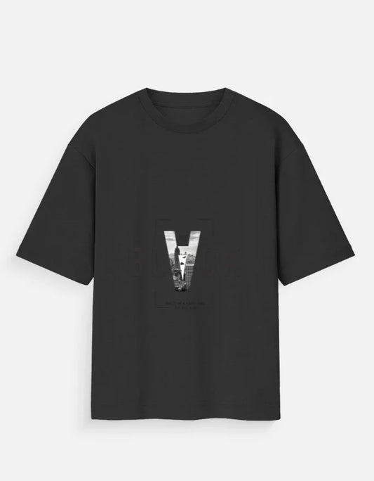 Black V Unisex Oversized Standard T-Shirt - ADRO CLOTHING AND ACCESSORIES
