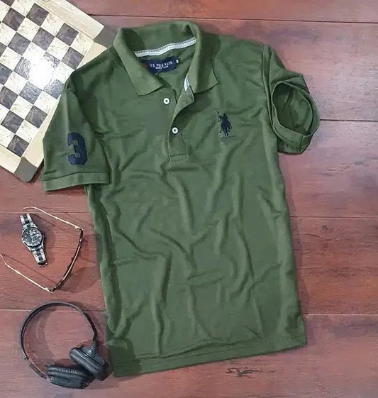 Men’s Half Sleeves Casual T-Shirt – Olive, Size L - ADRO CLOTHING AND ACCESSORIES