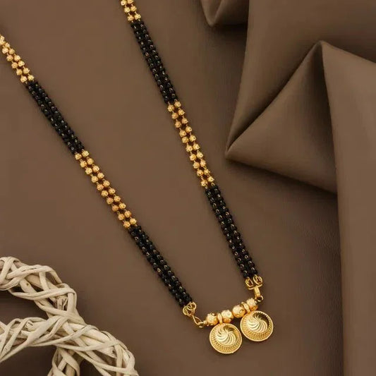 Vatti Mangalsutra in Gold Finish with Black Moti Beads – Traditional Look - ADRO CLOTHING AND ACCESSORIES