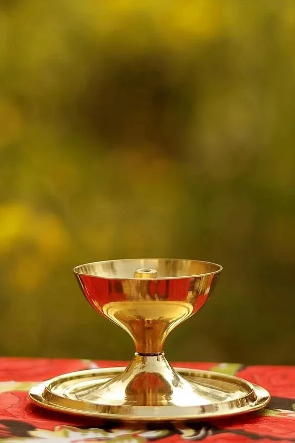 Brass & Glass Akhand Deep Diya with Cover for Puja – Oil Lamp - ADRO CLOTHING AND ACCESSORIES