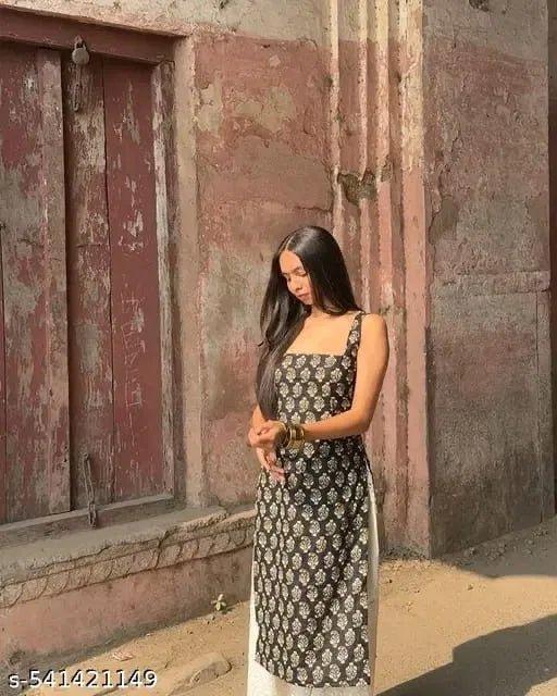 Women's Printed Straight Sleeveless Kurta - ADRO CLOTHING AND ACCESSORIES