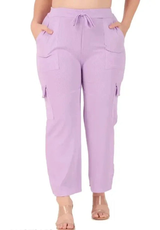 Cotton Blend Straight Fit Trouser for Women (Purple, S) - ADRO CLOTHING AND ACCESSORIES