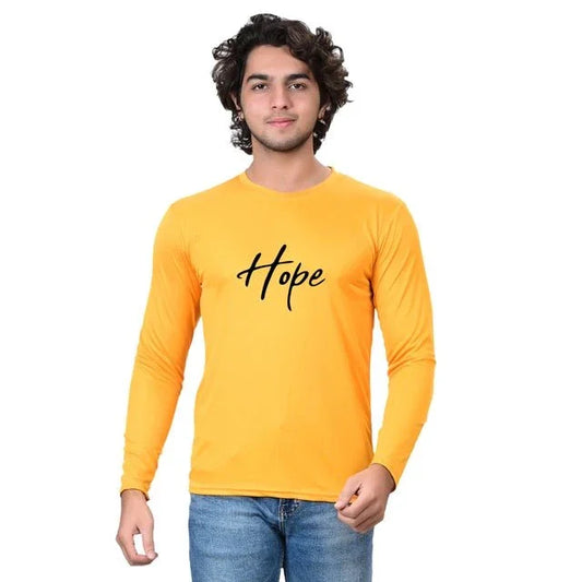 Round Neck Printed T-Shirt for Men (Yellow, S) - ADRO CLOTHING AND ACCESSORIES