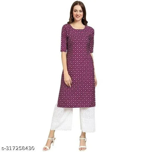 Crepe Printed Kurti for Women (Maroon, S) - ADRO CLOTHING AND ACCESSORIES